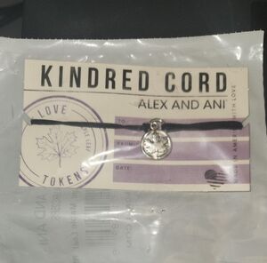 Alex and Ani Silver Leaf  Maple Leaf Charm on Black Cord, New Sealed.